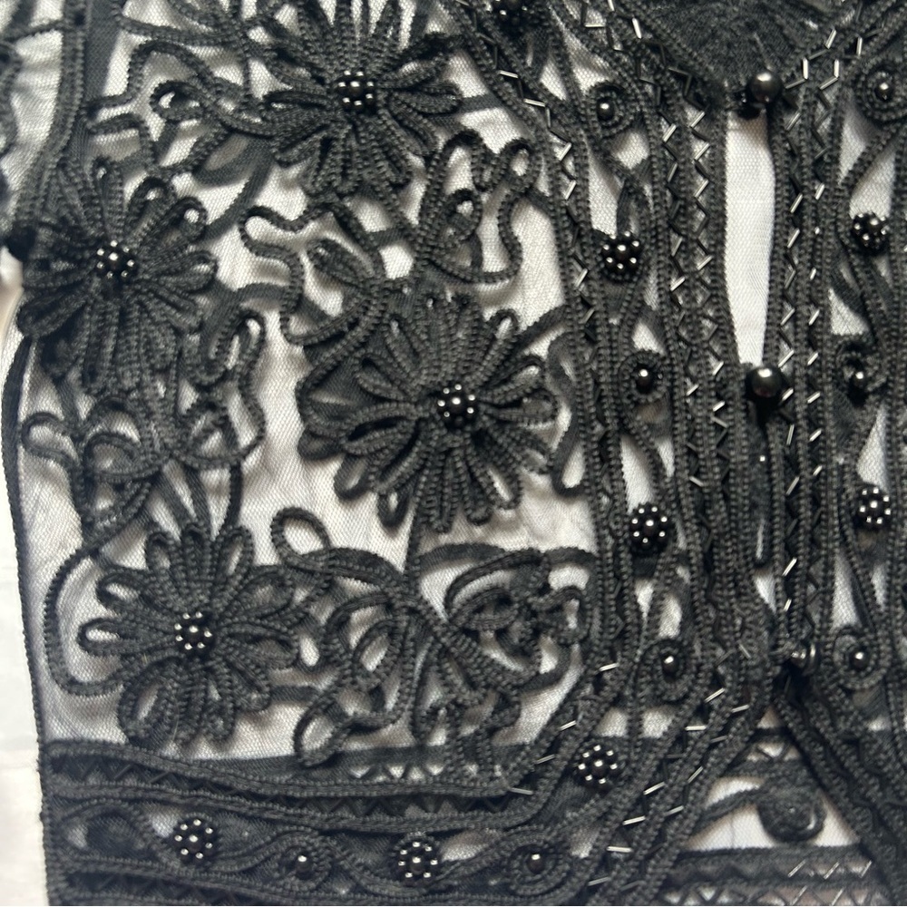 Women's Black Embroidered Sheer Bolero Jacket - Picture 9 of 11
